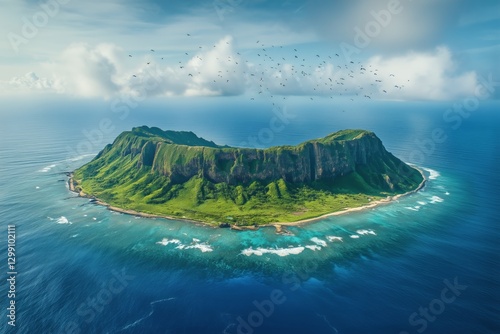 Breathtaking View of a Remote Island Surrounded by Turquoise Waters and Vibra...