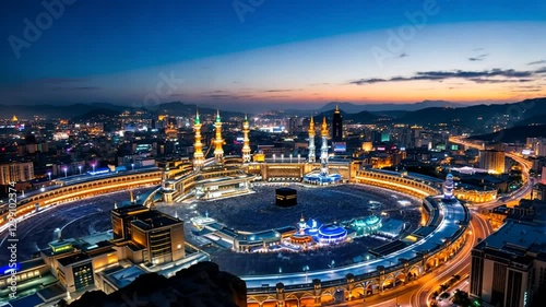 mecca view of the city of  arab at night