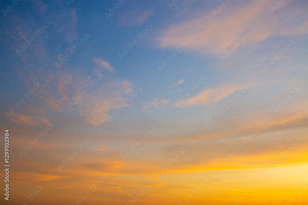 Obraz premium Clouds and sky in the morning,Exotic sunset and soft pink clouds of pastel tones. Scenic image of textured sky. Perfect summertime wallpaper. Bright epic sky. 