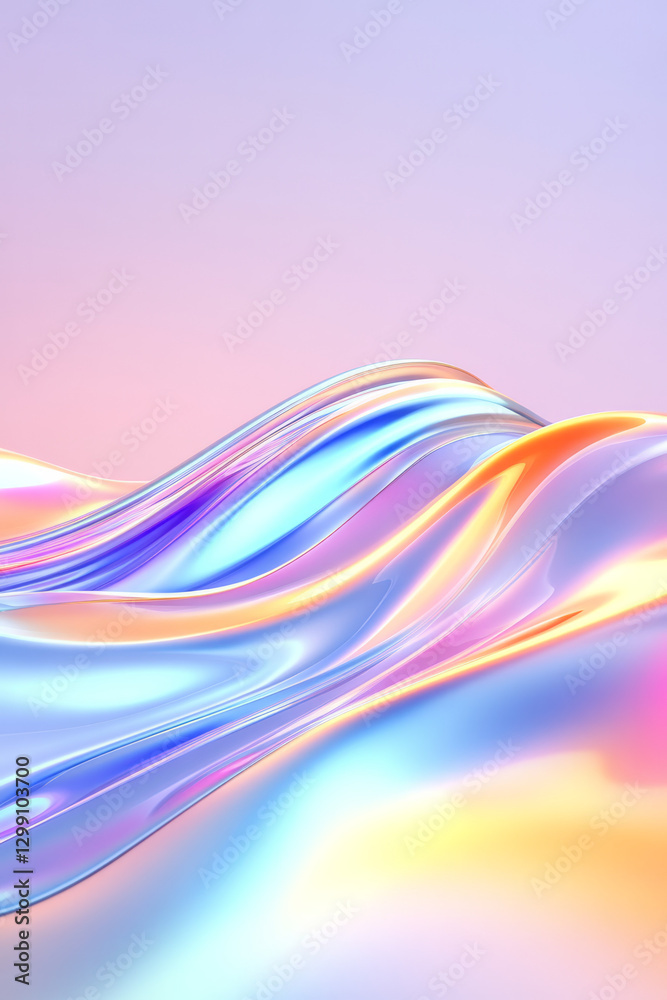 Large, flowing shapes in an iridescent rainbow palette, glossy surfaces, minimal dark background, Large, flowing shapes in an iridescent rainbow palette, glossy surfaces, minimal dark background,