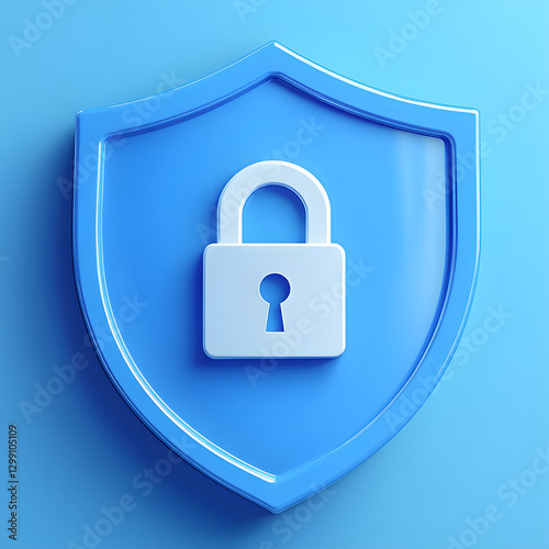 Icono de seguridad con candado sobre escudo azul como concepto de protección digital