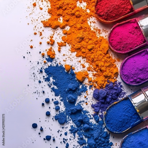 Colorful Powdered Pigments Arranged in a Vibrant Wheel Pattern for Artistic P...