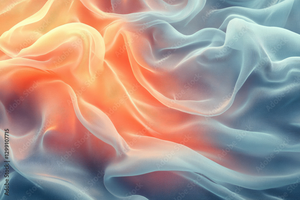 Abstract image of flowing fabric with warm and cool color gradients, creating a dreamy, ethereal texture. Abstract image of flowing fabric with warm and cool color gradients, creating a dreamy, ethereal texture.