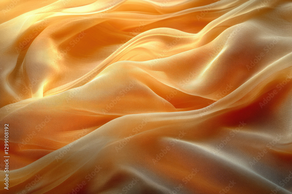 Fototapeta premium Draped amber fabric, showcasing its soft texture and subtle sheen.