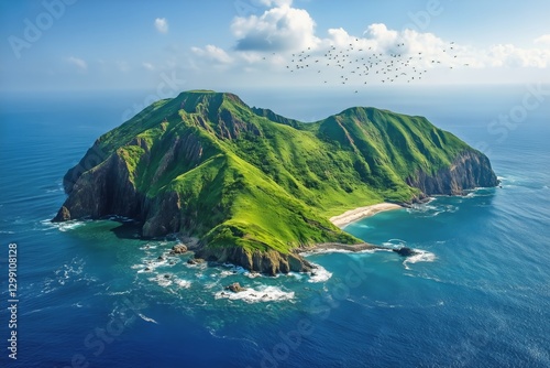 Breathtaking View of a Remote Island Surrounded by Turquoise Waters and Vibra...