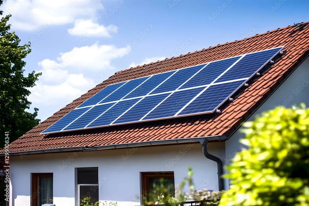 Harnessing solar power residential rooftop solar panel installation urban setting photovoltaic system bright daylight sustainable energy Harnessing solar power residential rooftop solar panel installation urban setting photovoltaic system bright daylight sustainable energy