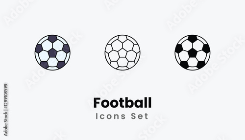 Football Icons thin line and glyph vector icon stock illustration