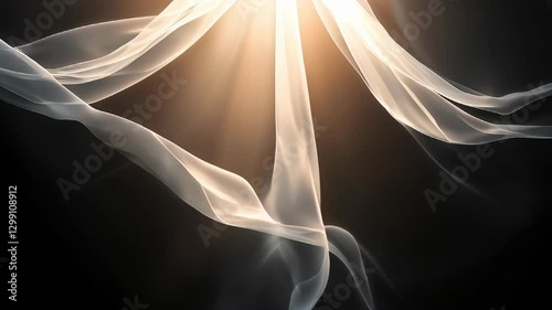 Radiant Ethereal Veil Overlay Translucent Light Curtain on Black