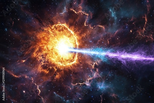 gamma-ray burst piercing the cosmic sky with a blinding flash of high-energy light