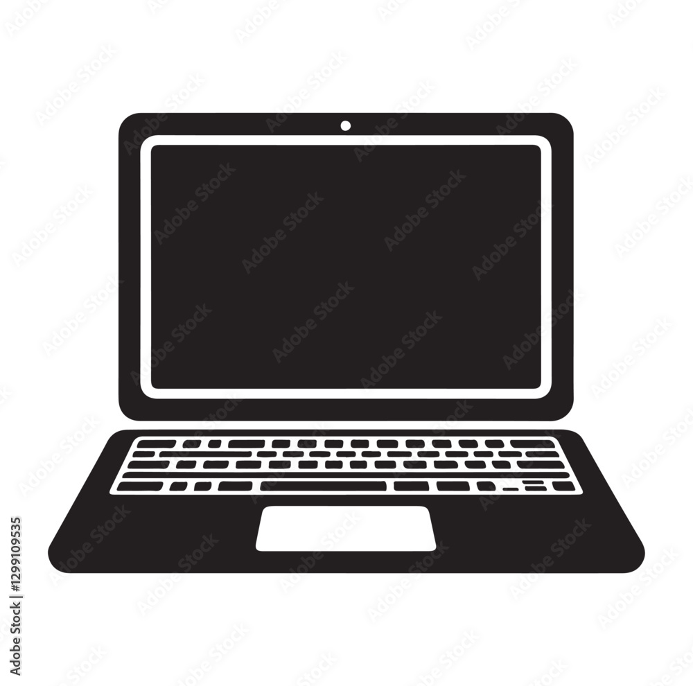 Laptop silhouette Laptop computer art design vector illustration with a white background