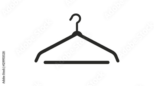 Outline clothes hanger design on white background for clothing organization and storage concept