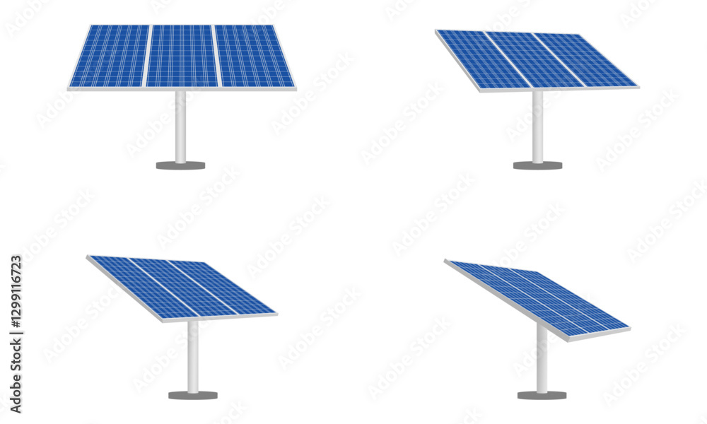 solar panel with stand set vector illustration isolated on white background. solar panel with stand set vector illustration isolated on white background.