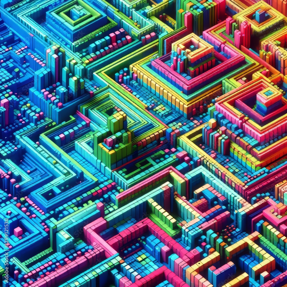 Obraz premium Pixel Web3 Labyrinths 