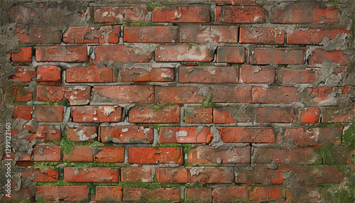 Brick wall texture. Weathered brick wall. Old wall texture. Weathered Red Brick Wall with Varied Texture.
