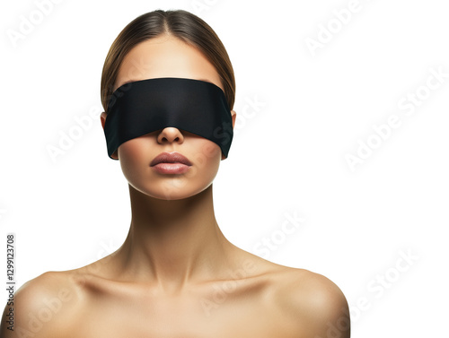 Woman Adorned in Black Accessories and a Stylish Blindfold: A Unique Fashion Statement