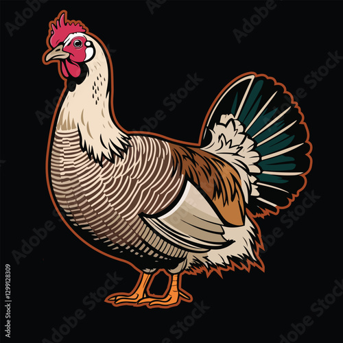 Guinea fowl Vector Illustration