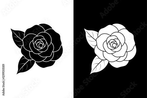 Camellia flower icon vector on White Background ,Vector Art Illustration on white background.