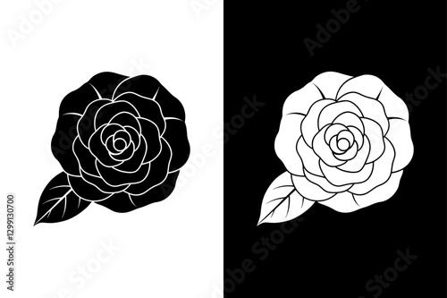 Camellia flower icon vector on White Background ,Vector Art Illustration on white background.