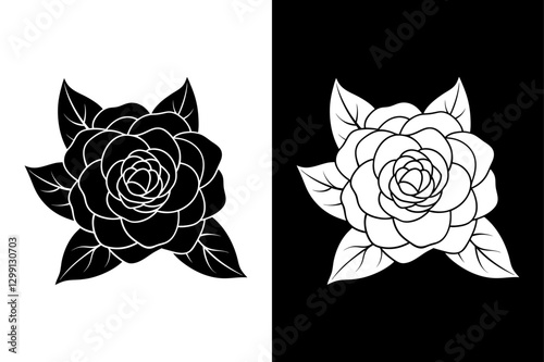 Camellia flower icon vector on White Background ,Vector Art Illustration on white background.