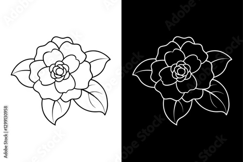Camellia flower icon vector on White Background ,Vector Art Illustration on white background.