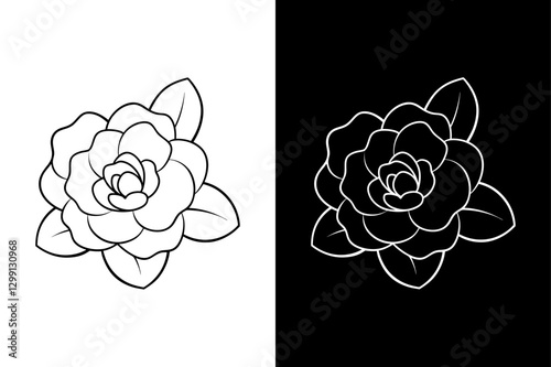 Camellia flower icon vector on White Background ,Vector Art Illustration on white background.