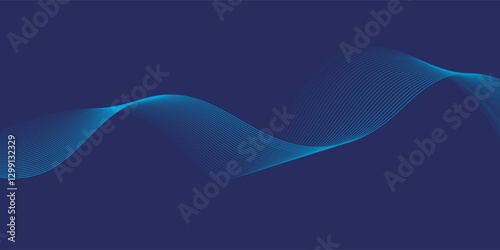 Abstract glowing wave lines on dark blue background. Dynamic wave pattern. Modern flowing wavy lines. Futuristic technology concept. Suit for banner, poster, cover, brochure, flyer, website
