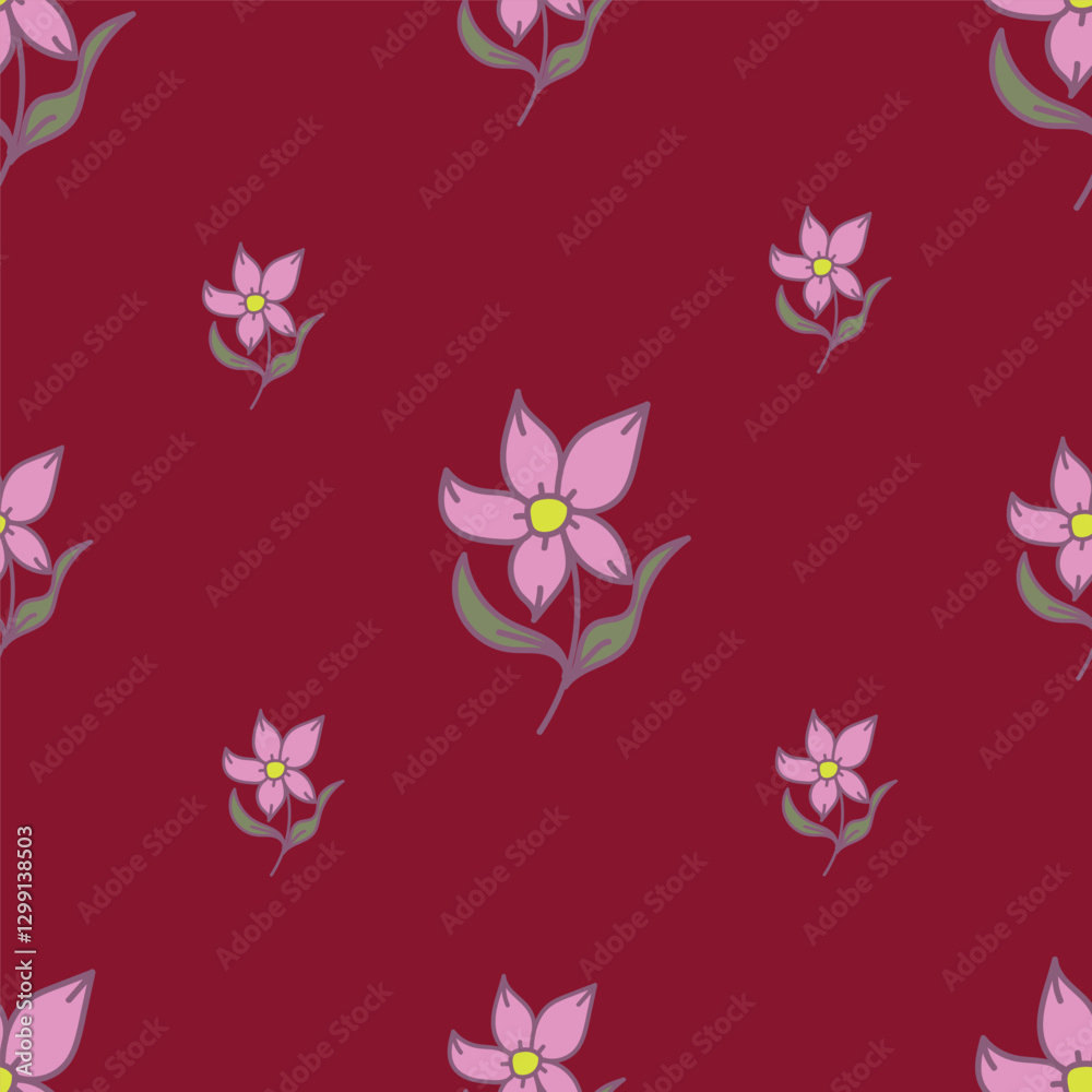 Fototapeta premium Floral seamless pattern with flowers on light blue background. Vector illustration