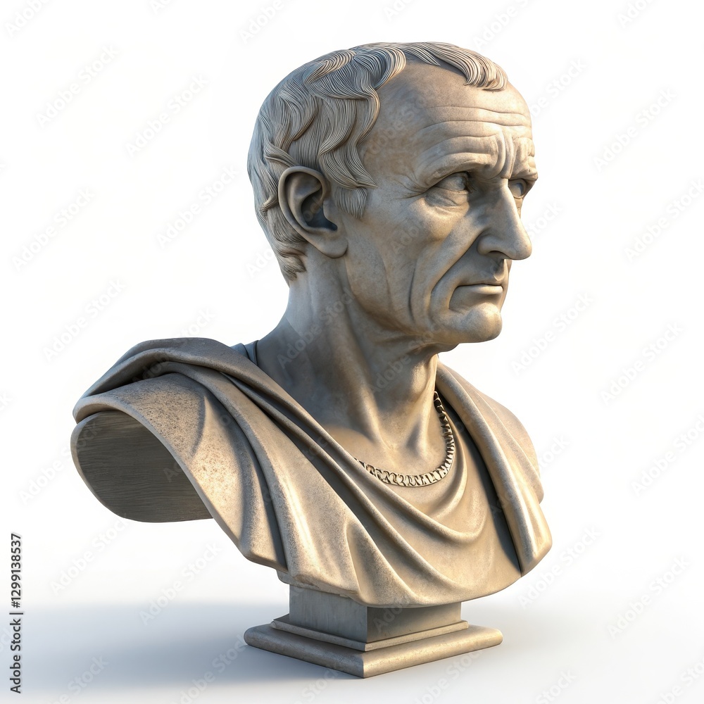 Obraz premium 3D Rendered Marble Bust Classical Portrait Sculpture, 3D Modeling, Ancient Rome, Sculpture, Art Rome, Bust
