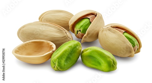Wallpaper Mural Pistachios Close Up Green and Beige Nuts Isolated Background Torontodigital.ca