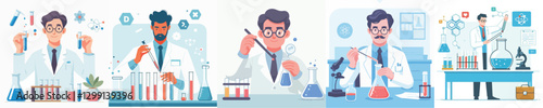 Vector of a professor using a test tube.