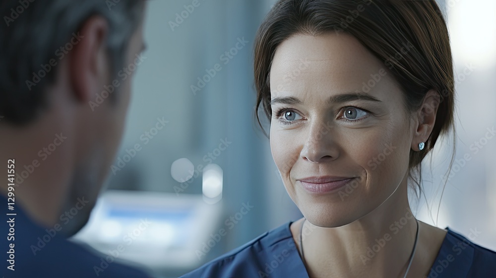 Radiology expert explaining MRI scan details to a patient before the procedure in a hospital setting. - Radiology expert explaining MRI scan details to a patient before the procedure in a hospital setting. -