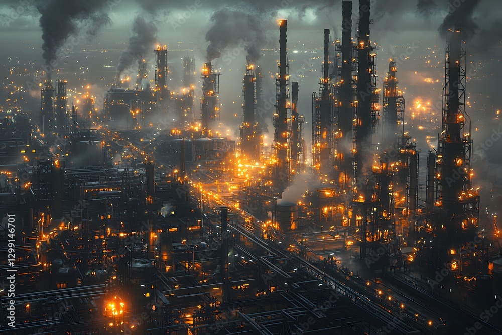 Fototapeta premium oil refinery at night