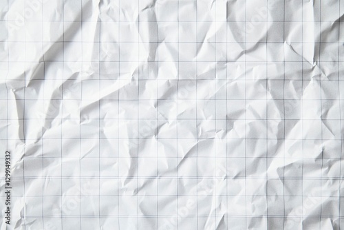 White crumpled paper texture background with grid lines for design, vector illustration. White crinkled notebook sheet pattern for artwork and graphic art background. High resolution, highly detailed,