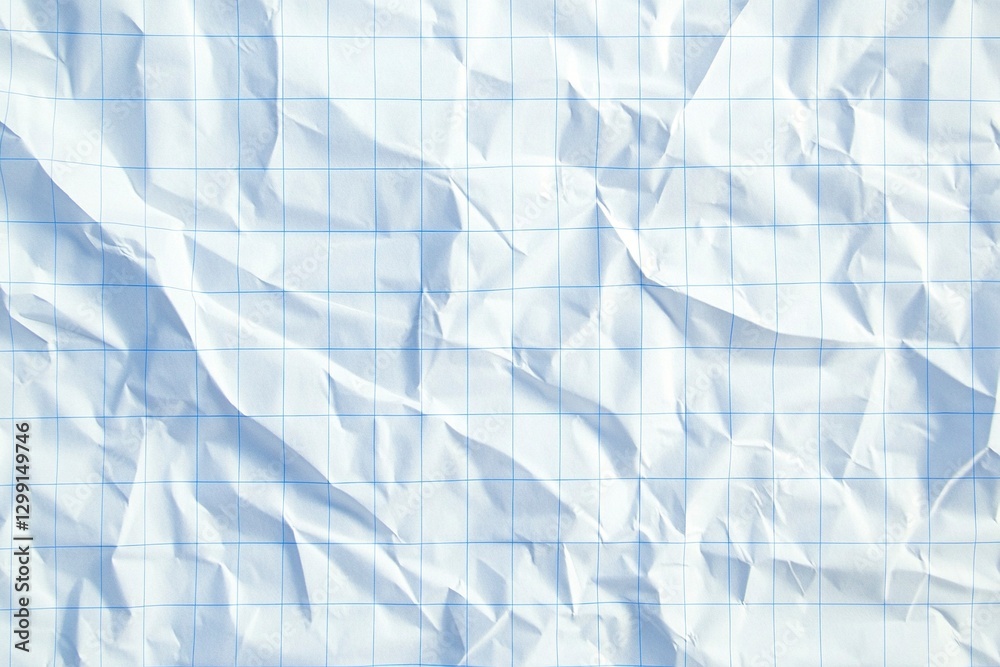 Obraz premium White crumpled paper texture background with grid lines for design, vector illustration. White crinkled notebook sheet pattern for artwork and graphic art background. High resolution, highly detailed,