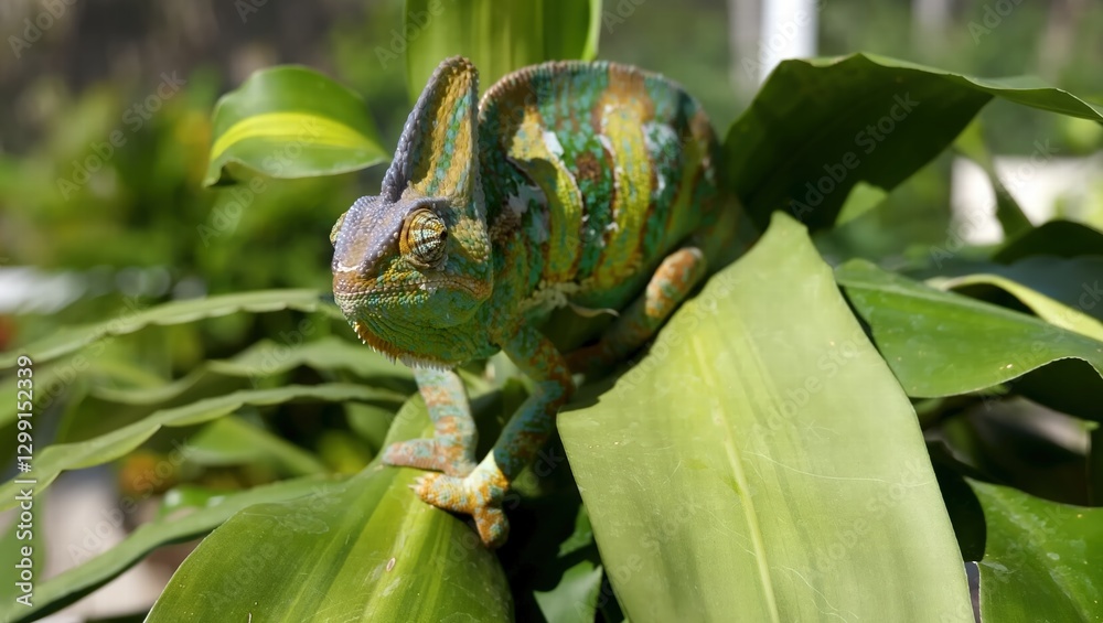Fototapeta premium green chameleon on a branch