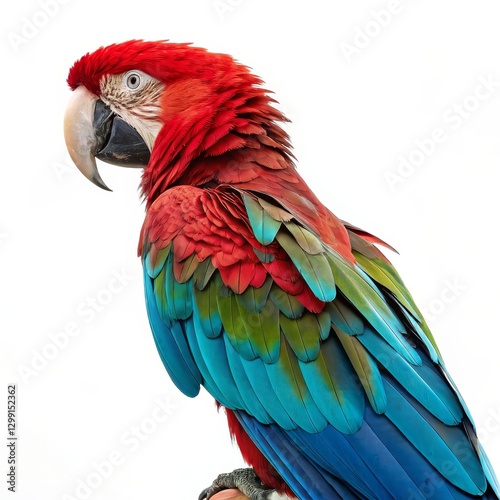 Red-and-Green Macaw Profile Portrait, Vibrant Feather Detail, Close-up Composition, Bird Photography Macaw, Parrot