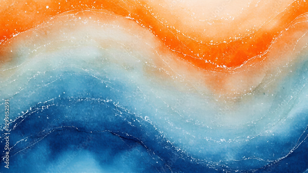 Fototapeta premium abstract fluid art with orange, white and blue waves