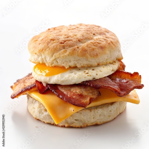 Bacon, Egg and Cheese Biscuit Sandwich Close-up Food Photography, breakfast, sandwich Breakfast Sandwich, Food Photography