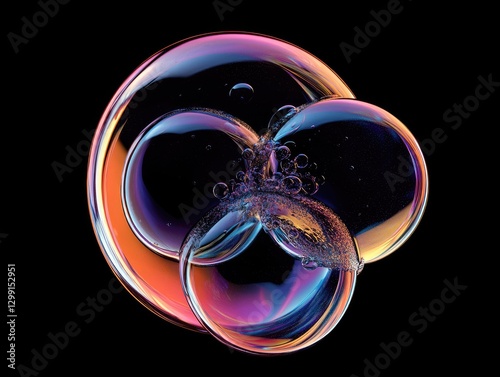 Iridescent Spheres Intertwined, A Mesmerizing Display of Light and Color