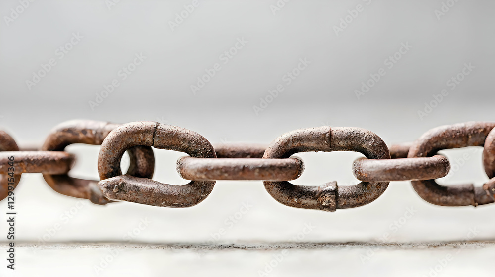 Close Up Image Of A Rusty Metal Chain Against A Light Background Showing Texture And Detail Close Up Image Of A Rusty Metal Chain Against A Light Background Showing Texture And Detail