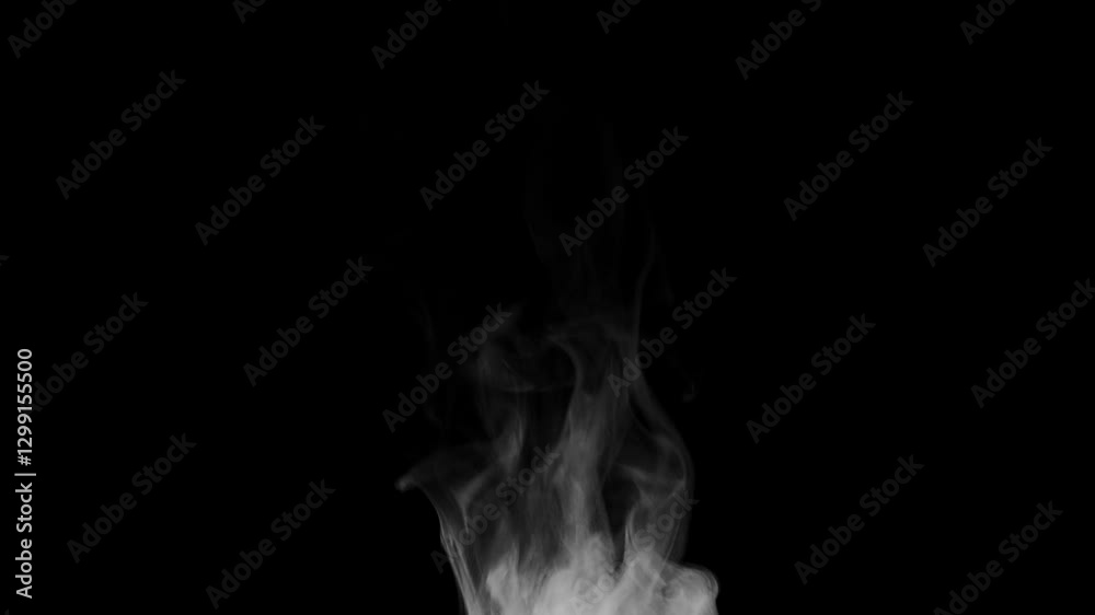 Trickle of Steam Slowly Rising from the Cup. White steam rises light, graceful twists on a black background. Slow motion. Footage is perfect for the layer with different blending modes. Trickle of Steam Slowly Rising from the Cup. White steam rises light, graceful twists on a black background. Slow motion. Footage is perfect for the layer with different blending modes.