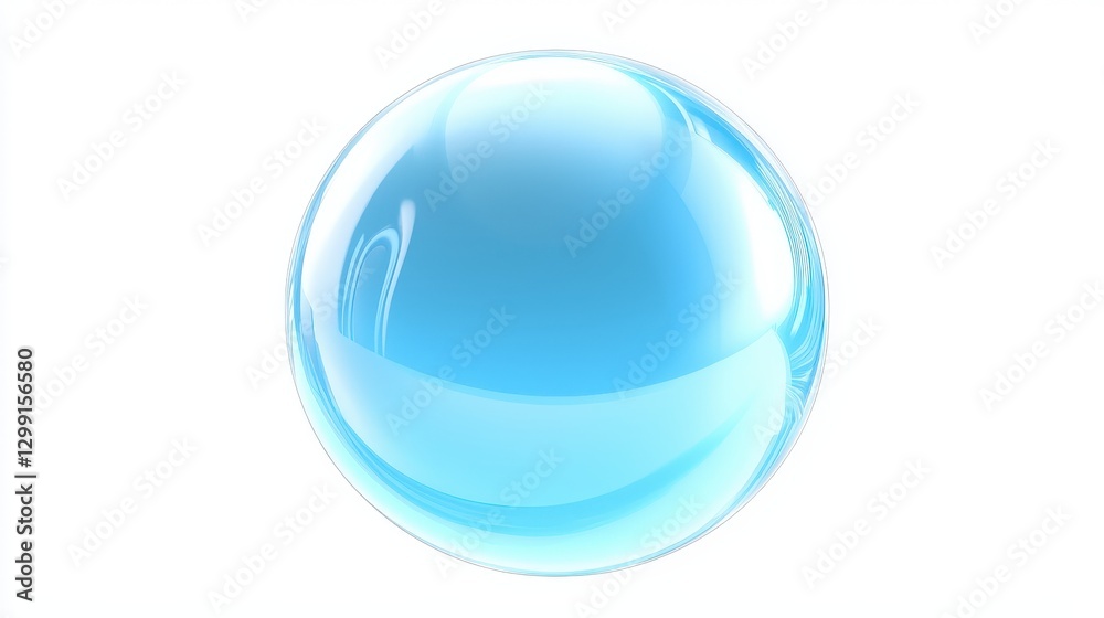 Transparent Water Bubble on a Bright Background with Reflections Transparent Water Bubble on a Bright Background with Reflections