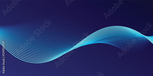 Abstract dark blue banner template. Vector minimal wavy line background