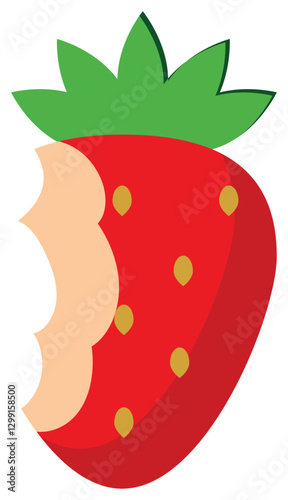 Illustration of a Bitten Strawberry  sticker,,