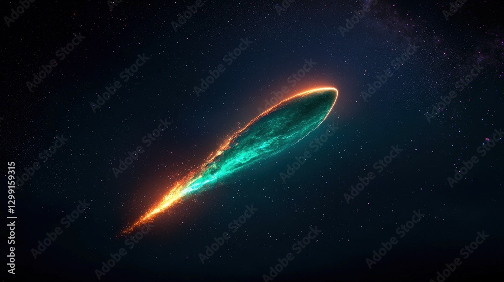 Obraz premium Comet Flight Through Cosmic Space