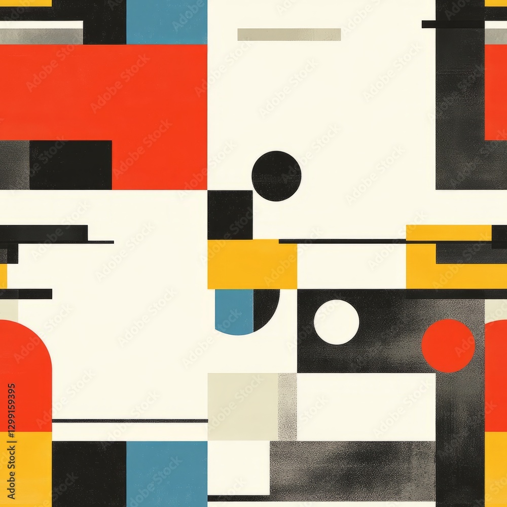 Obraz premium Seamless Pattern - Abstract geometric art with bold primary and neutral colors in a modern style