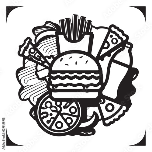 Delicious Fast Food Illustration for Restaurant and Branding