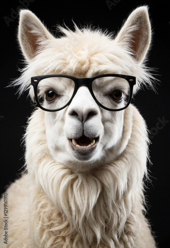 Lama mit Brille