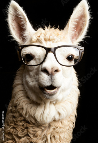 Lama mit Brille