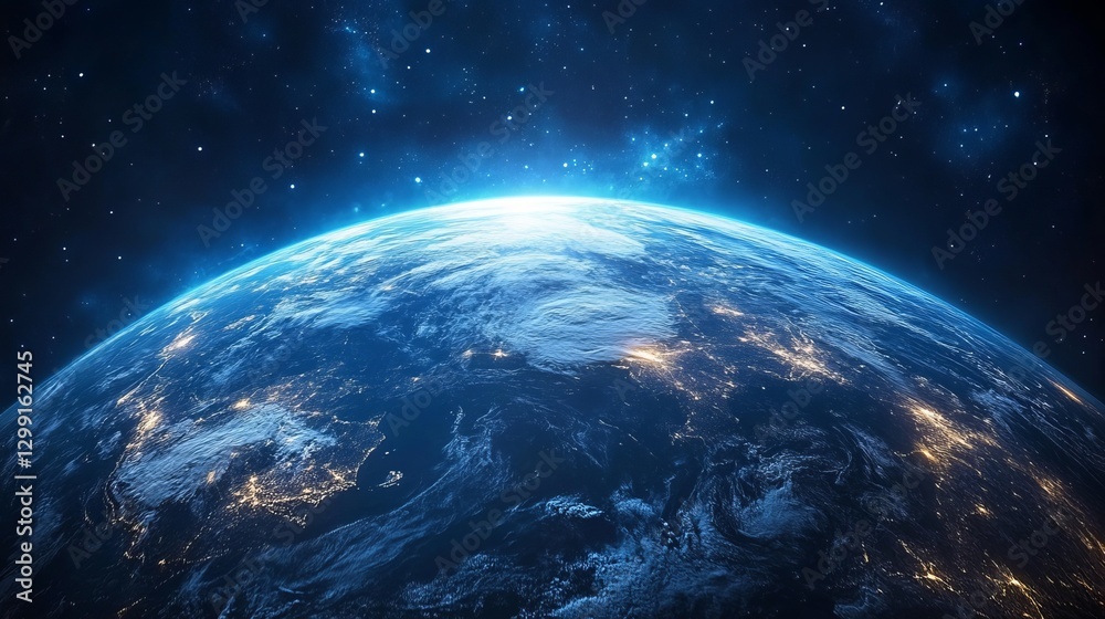 Obraz premium Earth from space stunning view of planet outer space digital image cosmic environment aerial perspective